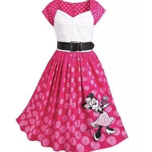 NWT Disneyland Exclusive The Dress Shop Pink Polka Dot Minnie Mouse Dress